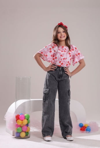 CALÇA CARGO JEANS MARMORIZADA (REF. 28)