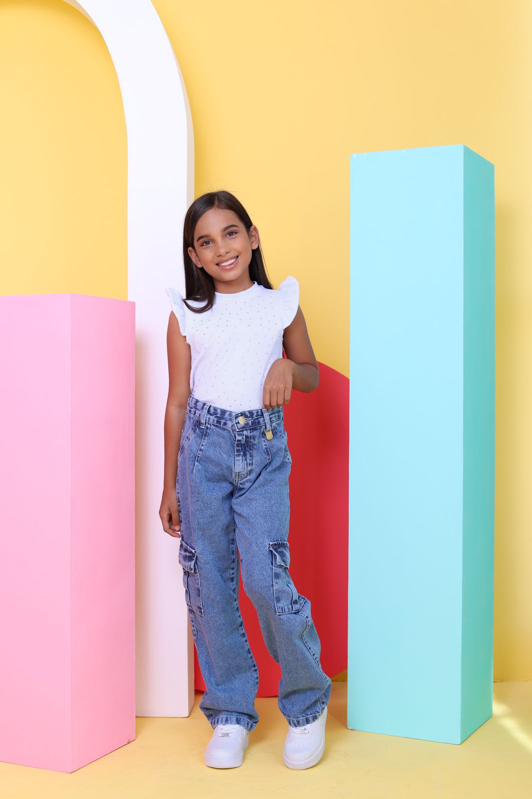 CALÇA CARGO JEANS MARMORIZADA (REF. 20)