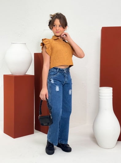 CALÇA WIDE LEG C/ PUÍDO (REF. 22)