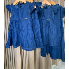 VESTIDO JEANS INFANTIL (LAVAGEM ESCURA) (REF. 007A) 